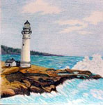  landscape in portrait, portrait of landscape in colored pencil, lighthouse portrait